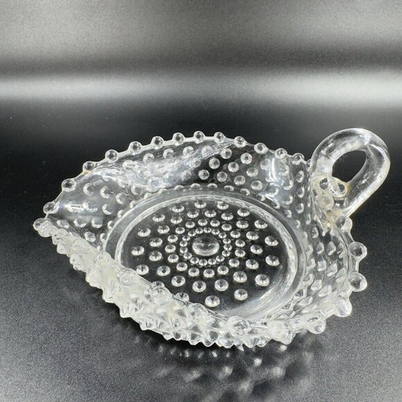 1930s Duncan Miller Hobnail Glass Heart Shaped Bon Bon Manganese 365nm Green UV - Picture 12 of 16